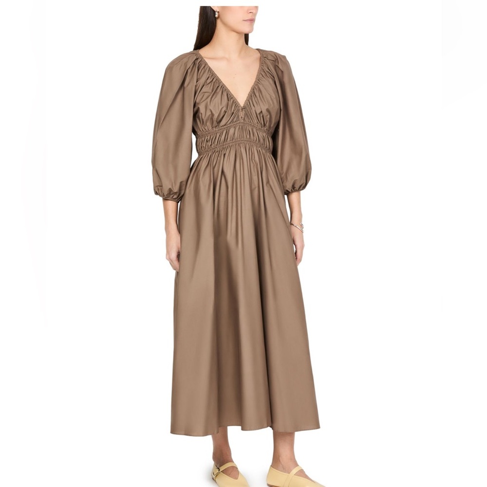 Matteau deep plunge maxi dress in birch